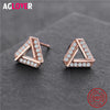 925 Sterling Silver Earrings Simple Geometric Triangle Stud Earrings For Women Fashion Jewelry Wholesale