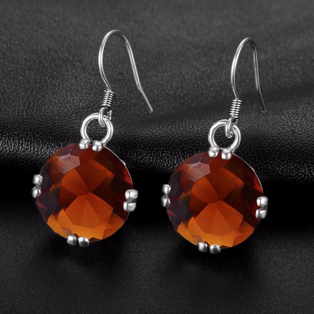 925 Sterling Silver Earrings Women Wedding Party Jewelry Created Ruby Sapphire Stone Lady Drop Earrings Bridal Jewelry Eardrops