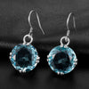 925 Sterling Silver Earrings Women Wedding Party Jewelry Created Ruby Sapphire Stone Lady Drop Earrings Bridal Jewelry Eardrops