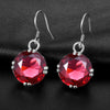 925 Sterling Silver Earrings Women Wedding Party Jewelry Created Ruby Sapphire Stone Lady Drop Earrings Bridal Jewelry Eardrops