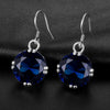 925 Sterling Silver Earrings Women Wedding Party Jewelry Created Ruby Sapphire Stone Lady Drop Earrings Bridal Jewelry Eardrops