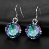 925 Sterling Silver Earrings Women Wedding Party Jewelry Created Ruby Sapphire Stone Lady Drop Earrings Bridal Jewelry Eardrops