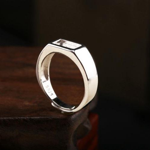 925 Sterling Silver Enagement Wedding Semi Mount Ring for Princess Cabochon 4x8mm 5x10mm Classical Ring Adjustable