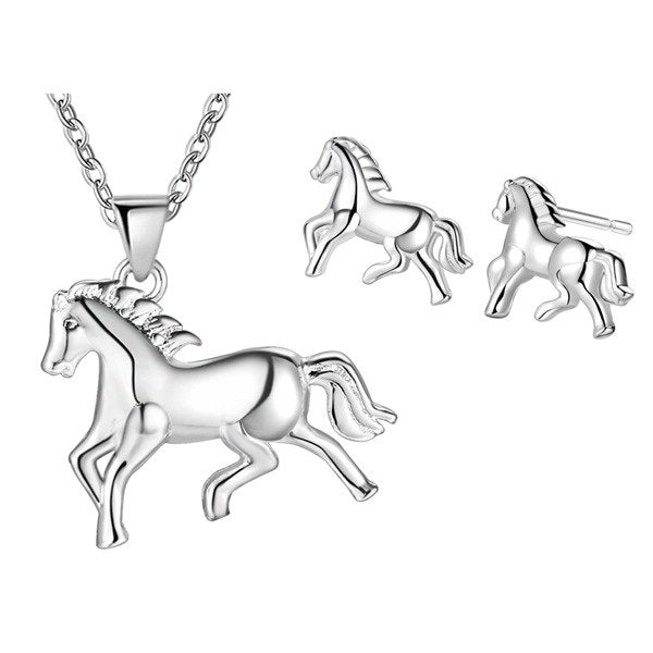 925 Sterling Silver European and American women necklace simple fashion creative animals Horse Necklace 017