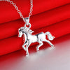 925 Sterling Silver European and American women necklace simple fashion creative animals Horse Necklace 017