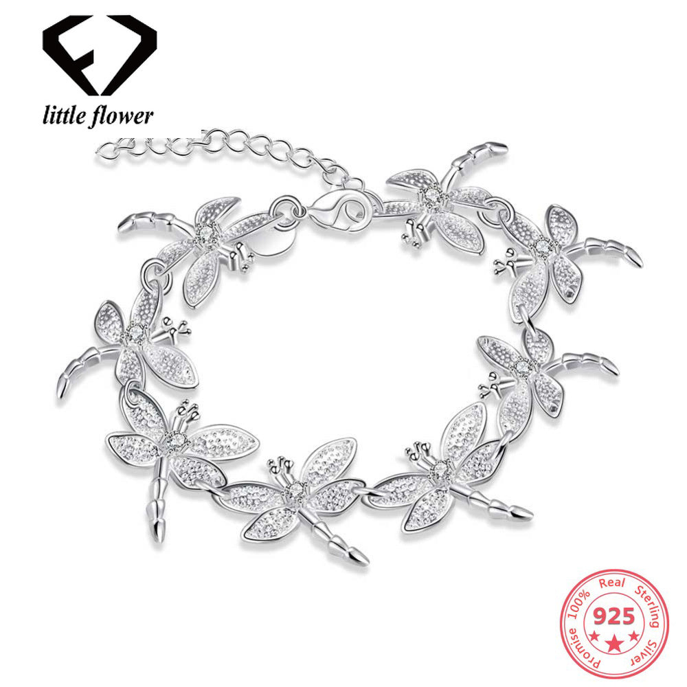 925 Sterling Silver Fashion Creative Dragonfly Bracelet for Women Handmade Fine Jewelry Animal Style trendy Halloween Jewelry