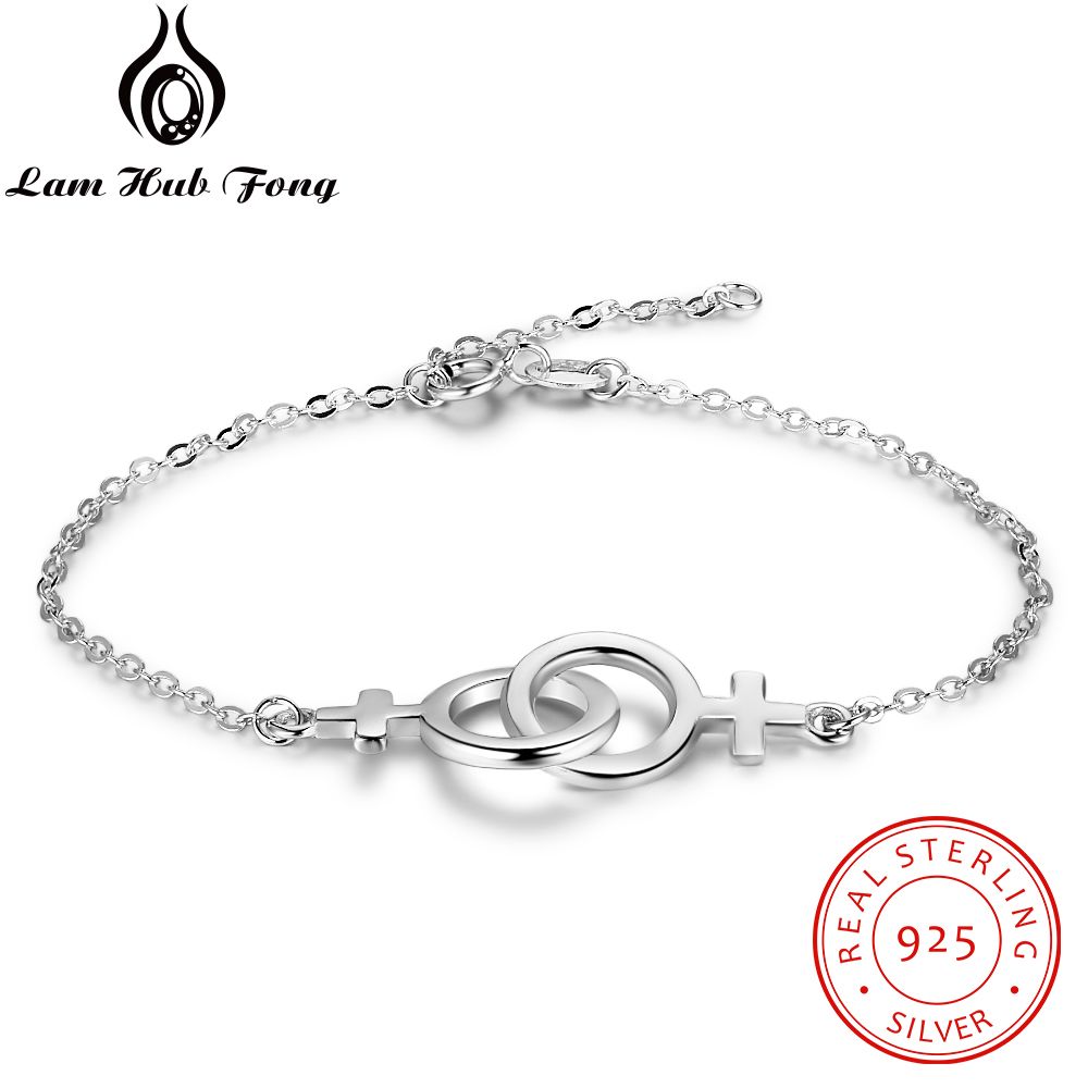 925 Sterling Silver Femme Bracelets & Bangles Double Female Symb Bracelets For Women Sterling Silver Jewelry (Lam Hub Fong)