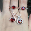 925 Sterling Silver Garnet Ring Pendant with two piece set free postage