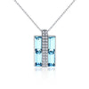 925 Sterling Silver Gift Brand Charm Women Austrian Crystal Square Pendant Necklace Fashion Jewelry Accessories
