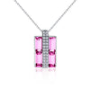 925 Sterling Silver Gift Brand Charm Women Austrian Crystal Square Pendant Necklace Fashion Jewelry Accessories