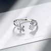 925 Sterling Silver Glazed White Little Flower Adjustable Open Finger Rings For Women Girls Wedding Anelli Fine Party Jewelry