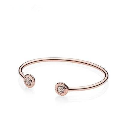 925 Sterling Silver Gold Color Classic Bangle With Clear CZ For Women Fashion Jewelry Fit Original Charm pan Bracelets