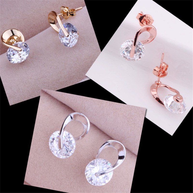 925 Sterling Silver / Gold / Rose Gold New Fashion Women / Men's Earrings Zircon Making Earrings Jewelry Wholesale