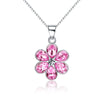925 Sterling Silver Heart Pendant Necklace with Austria Crystal Flower Shape Women & Girl Necklace Jewelry Wholesale Price