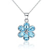 925 Sterling Silver Heart Pendant Necklace with Austria Crystal Flower Shape Women & Girl Necklace Jewelry Wholesale Price