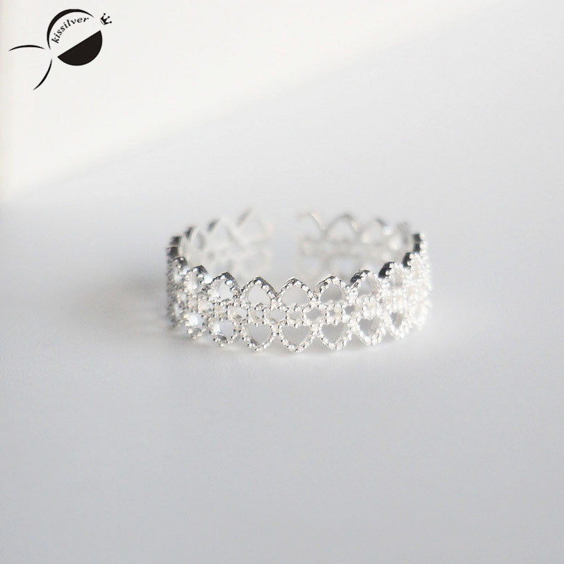 925 Sterling Silver Hollow Rings for Women Gift Ring Elegant Pure Silver Jewelry Classic opening Engagement Rings Female