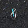 925 Sterling Silver Infinity Ring Blue Fire Opal Rings Stone Zirconia Birthd Gifts for Women Wholesale Statement Anniversary