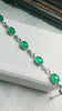 925 Sterling Silver Inlaid Natural Green Chalcedony Bead Bracelet