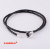 925 Sterling Silver Jewelry Black Clip Black Leather Bracelets