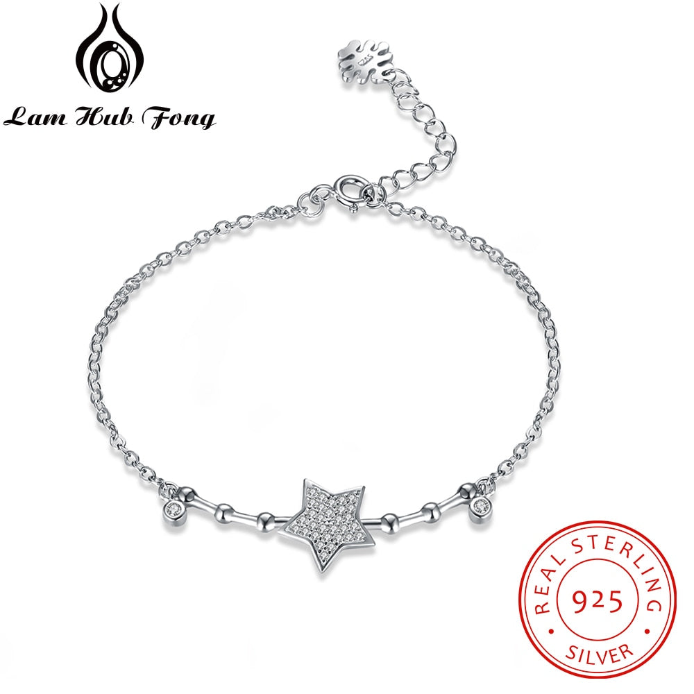 925 Sterling Silver Jewelry Bracelets Decorating Star For Women Trendy Chain Link Bracelet Birthd Gift for Girls(Lam Hub Fong)