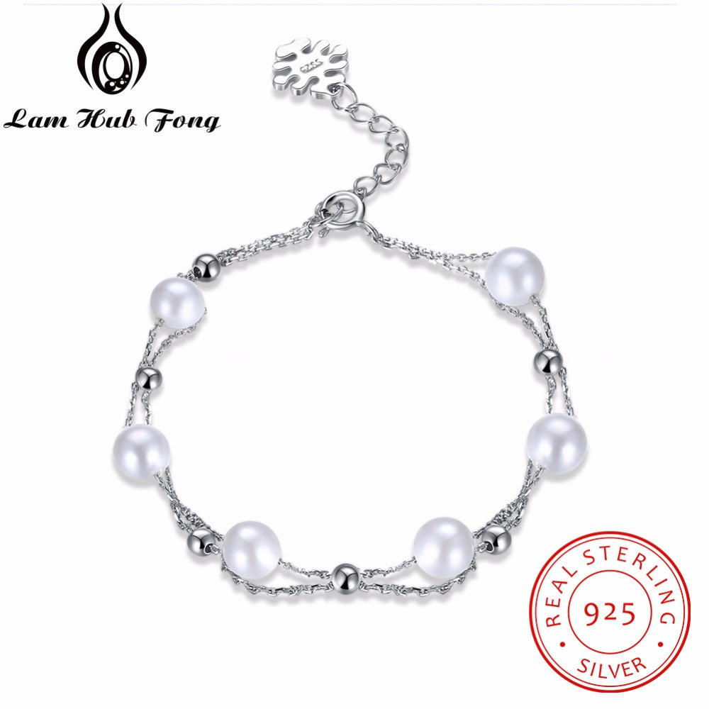 925 Sterling Silver Jewelry Bracelets Decorating pear For Women Trendy Chain Link Bracelet Birthd Gift for Girls(Lam Hub Fong)