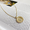 925 Sterling Silver Jewelry Gold Color Rose Flower Coin Pendant Necklace Women Chic Layered Chain Necklaces Drop Shipping