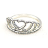 925 Sterling Silver Jewelry Hearts Tiara Rings with Clear Cubic Zirconia