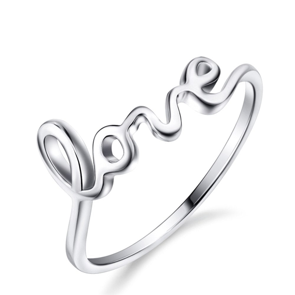 925 Sterling Silver Jewelry Letter Love Rings Women Girls Grilfriend Party Wedding Leisure Ring Bague CHJ0751