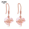 925 Sterling-Silver-Jewelry Long Earring Heart 2.3*1cm 100% Natural Gem Quartz Citrine 14K Gold Plated Drop Earrings For Women