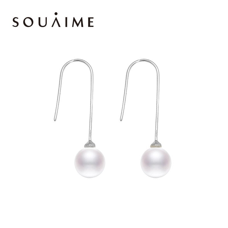 925 Sterling Silver Jewelry Pearl Earrings New Fashion Genuine 7-8mm Pearl Hook Earrings For Women White