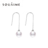 925 Sterling Silver Jewelry Pearl Earrings New Fashion Genuine 7-8mm Pearl Hook Earrings For Women White
