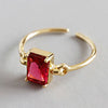 925 Sterling Silver Jewelry Red Square Zircon Open Rings for Women Gifts Wedding Party Accessories