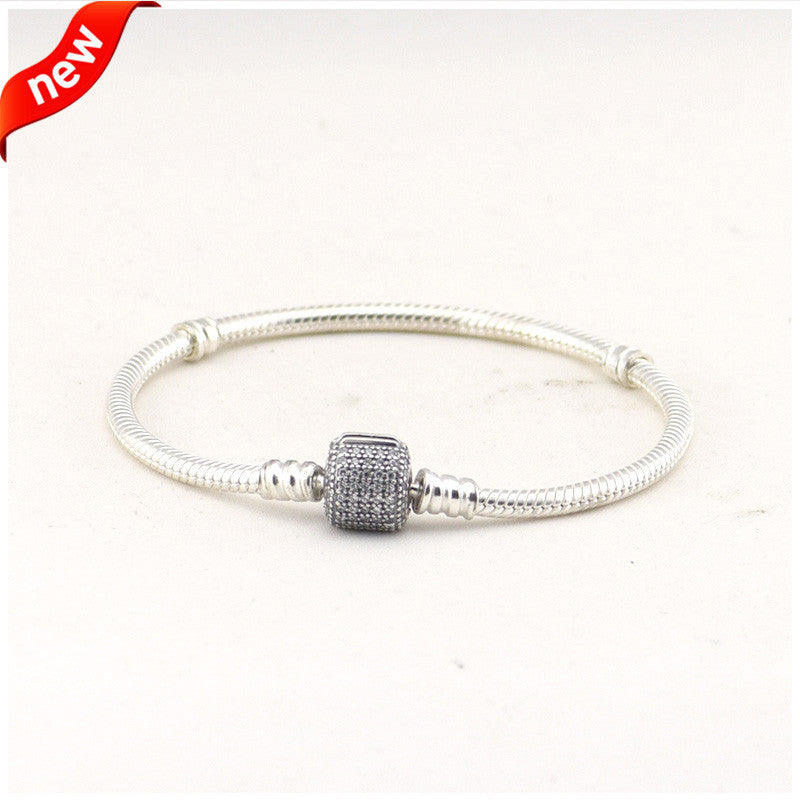 925 Sterling Silver Jewelry Signature Clasp Bracelet Fits Original Charm Beads Fine Jewelry Trendy Bracelets for Women FLB017