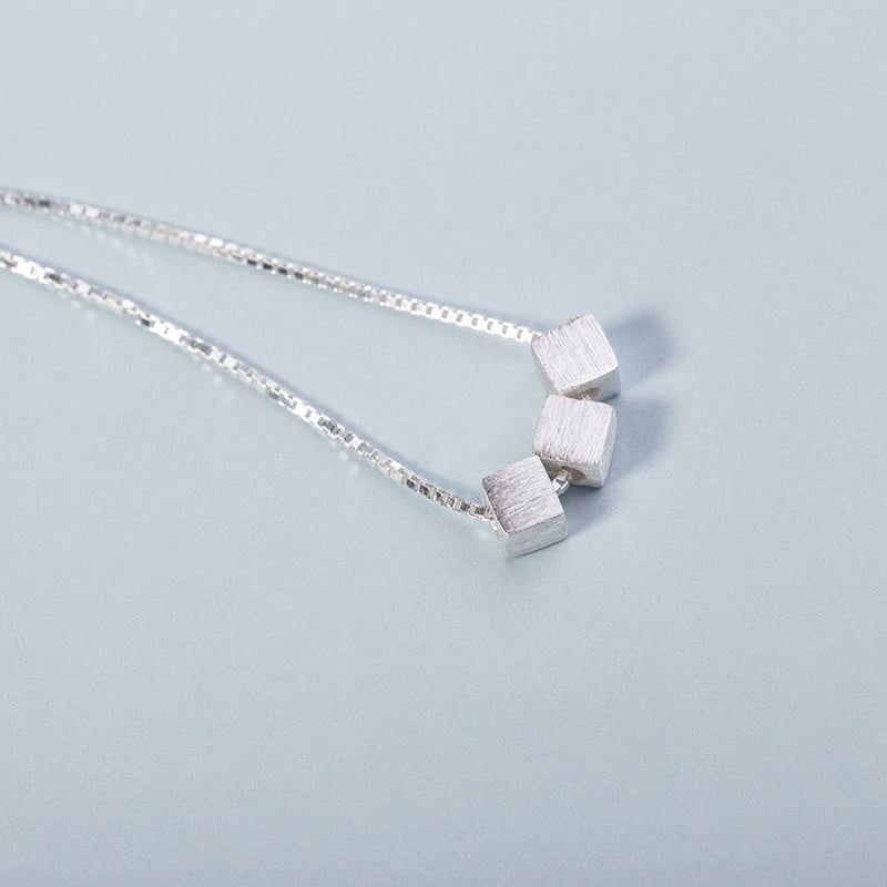 925 Sterling Silver Jewelry Simple Scrub Square Sterling Silver Jewelry Choker Necklaces & Pendants For Women VNS8005