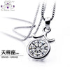925 Sterling Silver Jewelry White Crystal CZ 2 Carat Libra Constellation Necklaces &amp; Pendants For Girls Women Jewelry