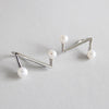 925 Sterling Silver Jewelry Z Shape with Natural Pearls Earrings for Women