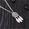 925 Sterling Silver Korean Fashion Feather Hollow Simple Pattern Round Clavicle Chain Pendant Necklace H15