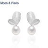 925 Sterling Silver Leaves Natural Real Pearl Stud Earrings For Women Classic Birthd Gift Elegant Fine Jewelry