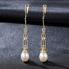 925 Sterling Silver Long Clip Earrings Fine Jewelry Natural Pearl Female Bohemia Bijoux Accessories