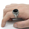 925 Sterling Silver Men's Ring Black Onyx Stone with Clear CZ Men's Agate Stone Punk Ring High Turkey Jewelry Women Male Gift