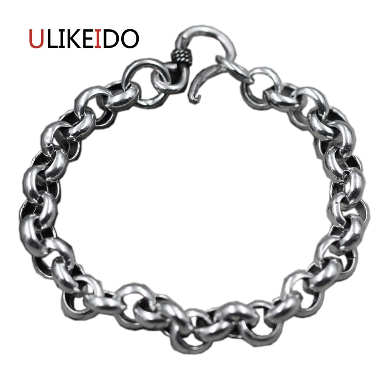 925 Sterling Silver Mens Hook Bracelets Domineering Punk Hand Chain For Men Or Women Jewelry Charm Fashion Bracelet 270