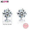 925 Sterling Silver Mini Earrings Small Four Claw Earrings Simple Crystal Zircon Earrings Fashion Simple Woman Gift