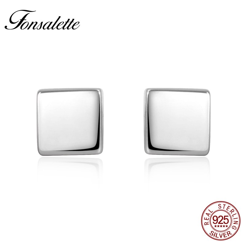 925 Sterling Silver Minima Dainty Earrings Genuine Silver Tiny Cube Square Block Stud Earring Jewelry Gift zk30