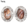 925 Sterling Silver Natural Agate Amazonite Spectrolite Easter Egg Stud Earrings Gifts Women Her Girls Fine Jewelry
