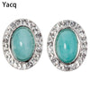 925 Sterling Silver Natural Agate Amazonite Spectrolite Easter Egg Stud Earrings Gifts Women Her Girls Fine Jewelry