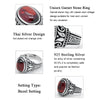 925 Sterling Silver Natural Garnet Ring for Men with Red Stone Finger Ring Vintage Carved Design Jewelry for Male Women Gift