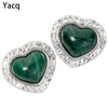 925 Sterling Silver Natural Malachite Heart Stud Earrings Valentines D Gifts Women Her Teardrop Fine Jewelry