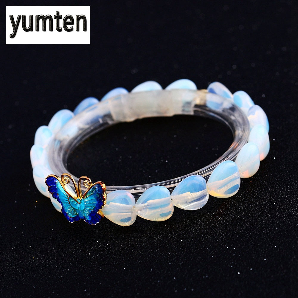 925 Sterling Silver Natural Stone Crystal Charm Bracelet For Women Wedding Jewelry Gift Heart Bracelet & Bracelet Luxury Jewelry