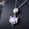 925 Sterling Silver Necklace Cute Fox Crystal Pendant Necklace 3 Color Optional Glamor Woman Jewelry