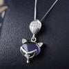 925 Sterling Silver Necklace Cute Fox Crystal Pendant Necklace 3 Color Optional Glamor Woman Jewelry